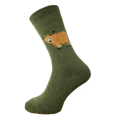 Gemjar Socken Men Wollmix Highland Cow green