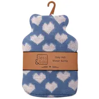 Jess & Lou Hot Water Bottle Mini Hearts cornflower/white
