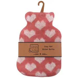 Jess & Lou Hot Water Bottle Mini Hearts pink/white