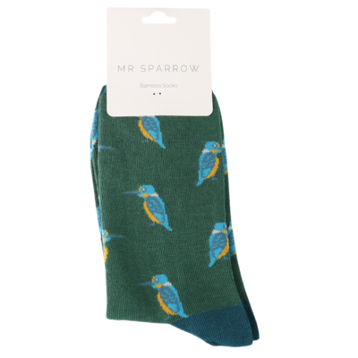 Miss Sparrow Männer-Socken Bamboo Kingfishers green