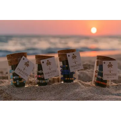 CGB Giftware Ringe In a Bottle Paradise Beach Set of 3