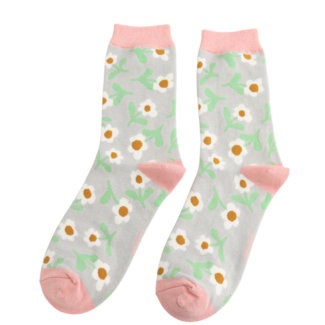 Miss Sparrow Socks Bamboo Lazy Daisy silver