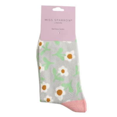 Miss Sparrow Socken Bamboo Lazy Daisy silver