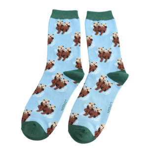 Miss Sparrow Socken Bamboo Otters sky