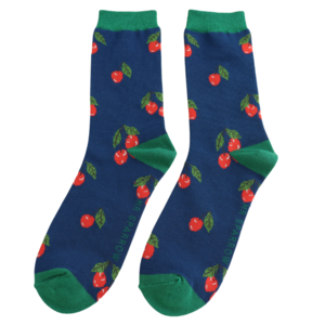 Miss Sparrow Mens Socks Bamboo Cherries navy