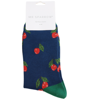 Miss Sparrow Männer-Socken Bamboo Cherries navy