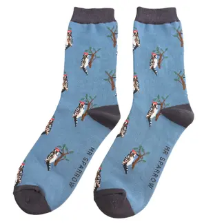 Miss Sparrow Mens Socks Bamboo Woodpecker denim