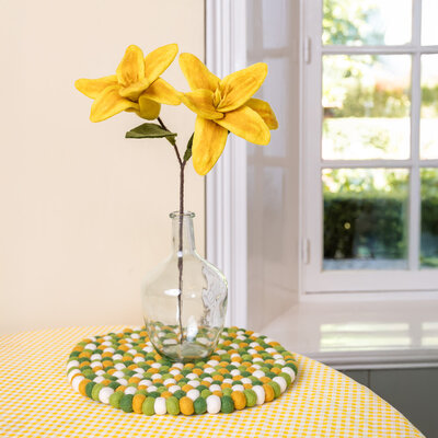 Sjaal met Verhaal Filz-Untersetzer  40 cm Rond Bolletjes groen-geel