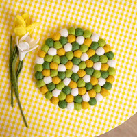 Sjaal met Verhaal Filz-Untersetzer 20 cm Rond Bolletjes groen-geel