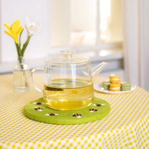 Sjaal met Verhaal Felt Coaster 25 cm Bijtjes lichtgroen