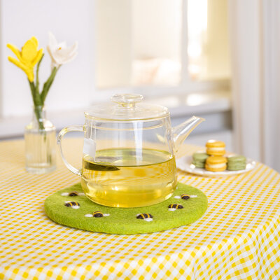 Sjaal met Verhaal Felt Coaster 25 cm Bijtjes lichtgroen