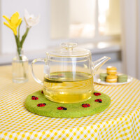 Sjaal met Verhaal Felt Coaster 25 cm Lieveheersbeestjes lichtgroen