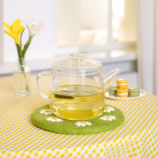 Sjaal met Verhaal Felt Coaster 25 cm Margrietjes lichtgroen