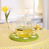 Sjaal met Verhaal Felt Coaster 25 cm Margrietjes lichtgroen