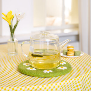 Sjaal met Verhaal Felt Coaster 25 cm Margrietjes lichtgroen