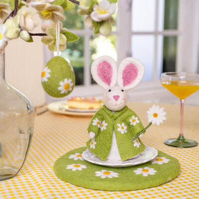 Sjaal met Verhaal Felt Coaster 25 cm Margrietjes lichtgroen