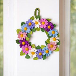 Sjaal met Verhaal Wreath Margrietjes XL violettinten