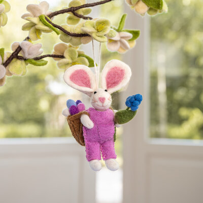 Sjaal met Verhaal Felt Hanger Haas met Mand assorti