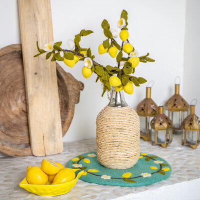 Sjaal met Verhaal Felt Flower Tak Citroen