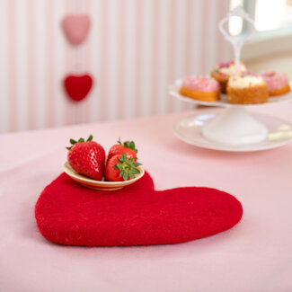 Sjaal met Verhaal Filz-Untersetzer Hart Love rood