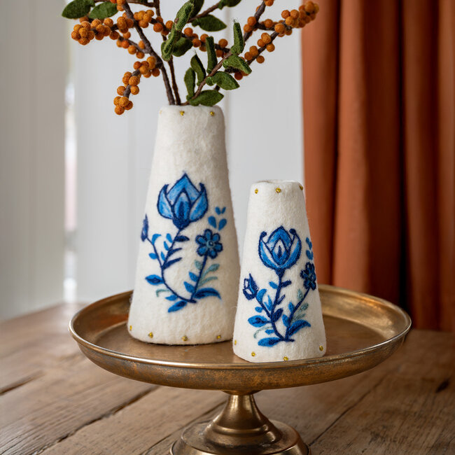 Felt Vase Delfts Blauw met Tulp small