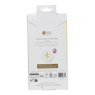 Talking Tables Paper Napkins Long Lemon 16-Pack
