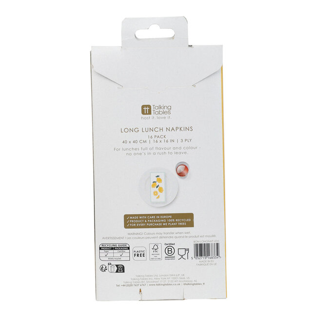 Paper Napkins Long Lemon 16-Pack