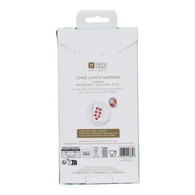 Talking Tables Paper Napkins Long Tomato 16-Pack