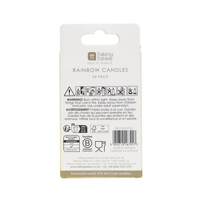 Talking Tables Birthday Candles Birthday Rainbow 24
