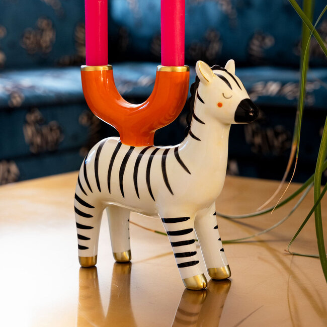 Candleholder Ceramic Zebra