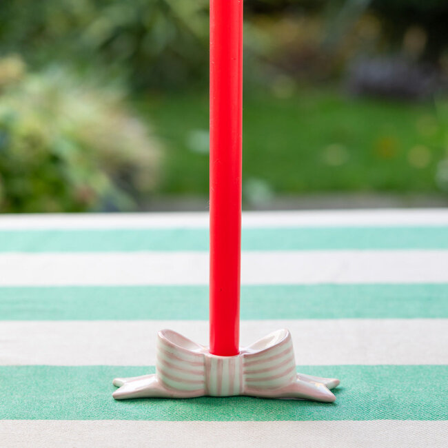 Candleholder Ceramic Bow Pink