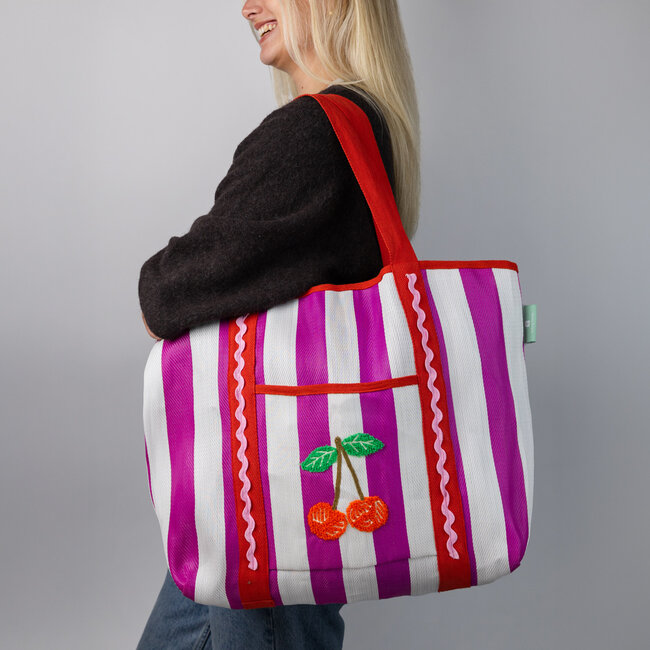 Recycled Tote Bag Woven Cherry