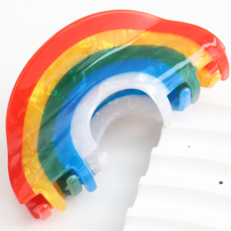 Red Cuckoo Hair Claw Clip Rainbow