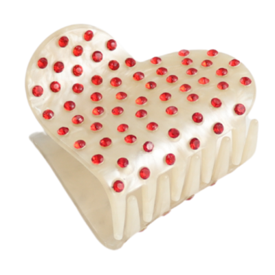 Red Cuckoo Hair Claw Clip Heart