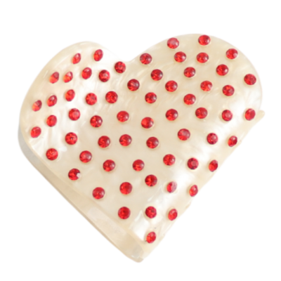 Red Cuckoo Hair Claw Clip Heart