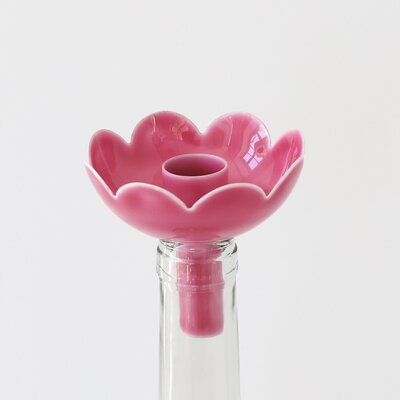 Overbeck and Friends Bottle Candle Holder Flora carmine rose