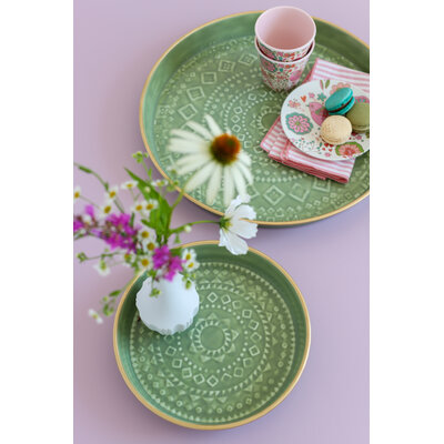 Overbeck and Friends Tablett Emaille Liv small sage green