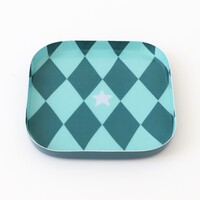 Overbeck and Friends Schmuckteller Emaille Raute bluegreen
