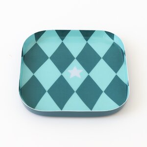 Overbeck and Friends Trinket Dish Enamel Raute bluegreen