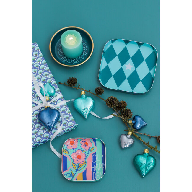 Schmuckteller Emaille Raute bluegreen