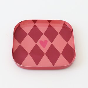 Overbeck and Friends Trinket Dish Enamel Raute pinkred
