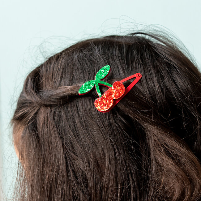 Haarspangen  Glitzer Cherry