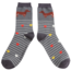Mens Socks Bamboo Sausage Dog & Stripes grey