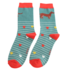 Miss Sparrow Socks Bamboo Sausage Dog & Stripes green