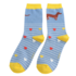 Miss Sparrow Socks Bamboo Sausage Dog & Stripes denim