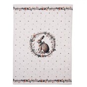 Clayre & Eef Tea towel Rabbit & Roses