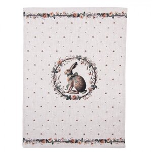 Clayre & Eef Tea towel Rabbit & Roses