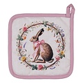 Clayre & Eef Potholder Rabbit & Roses pink