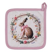 Clayre & Eef Potholder Rabbit & Roses pink