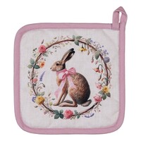 Clayre & Eef Topflappen Rabbit & Roses pink
